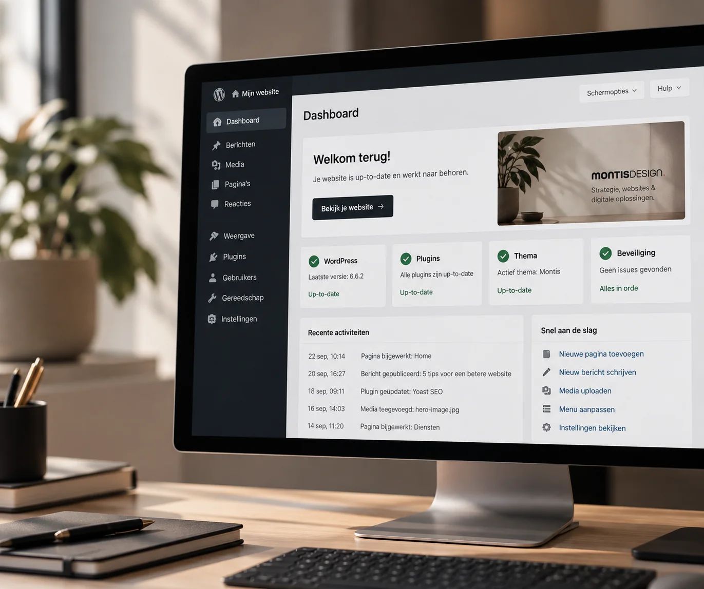 WordPress dashboard voor technisch websiteonderhoud